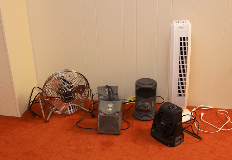 Assortment of Space Heaters and Fans