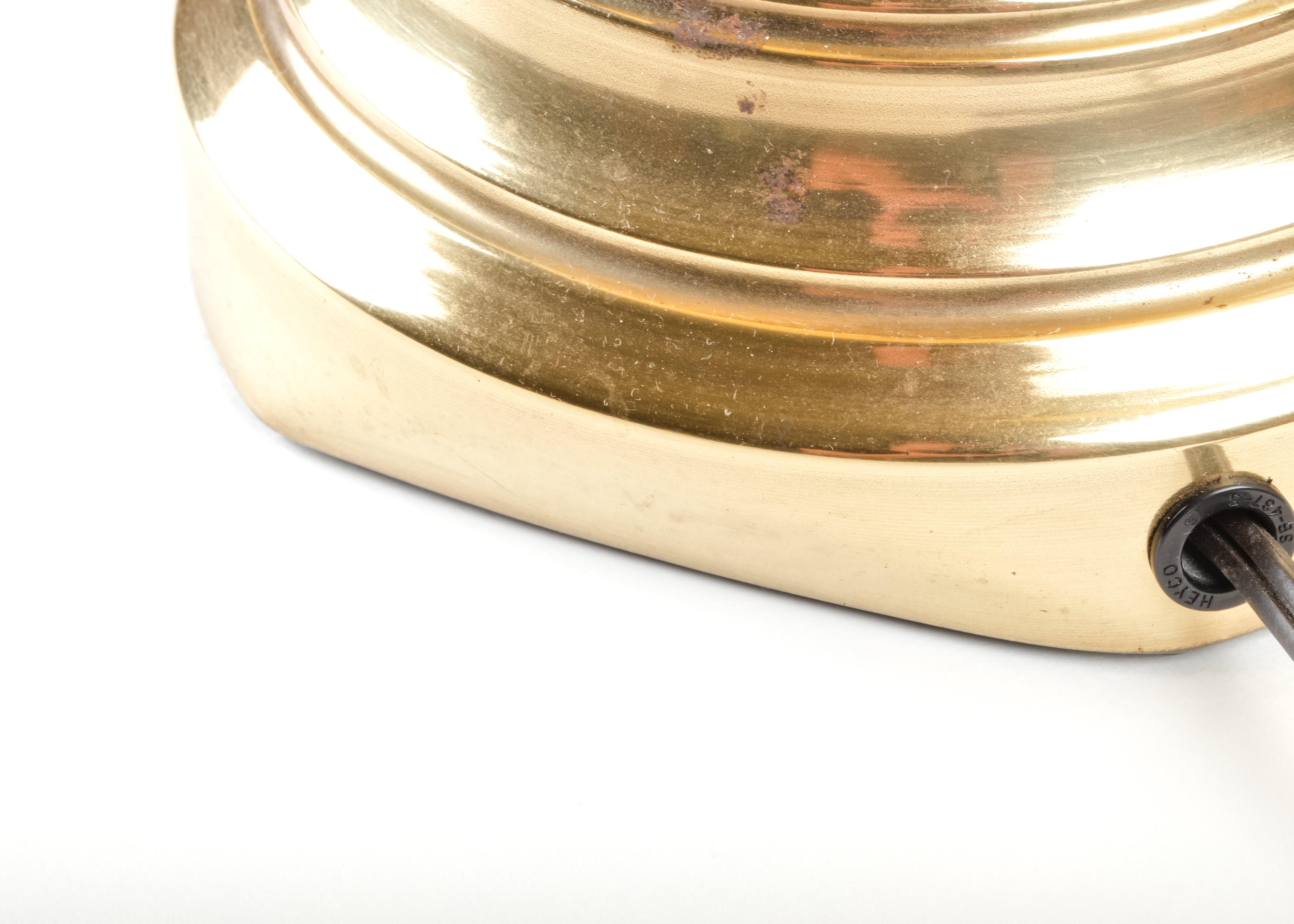 Pair of Gold Tone Accent Lamps with Woven Cotton Doilies