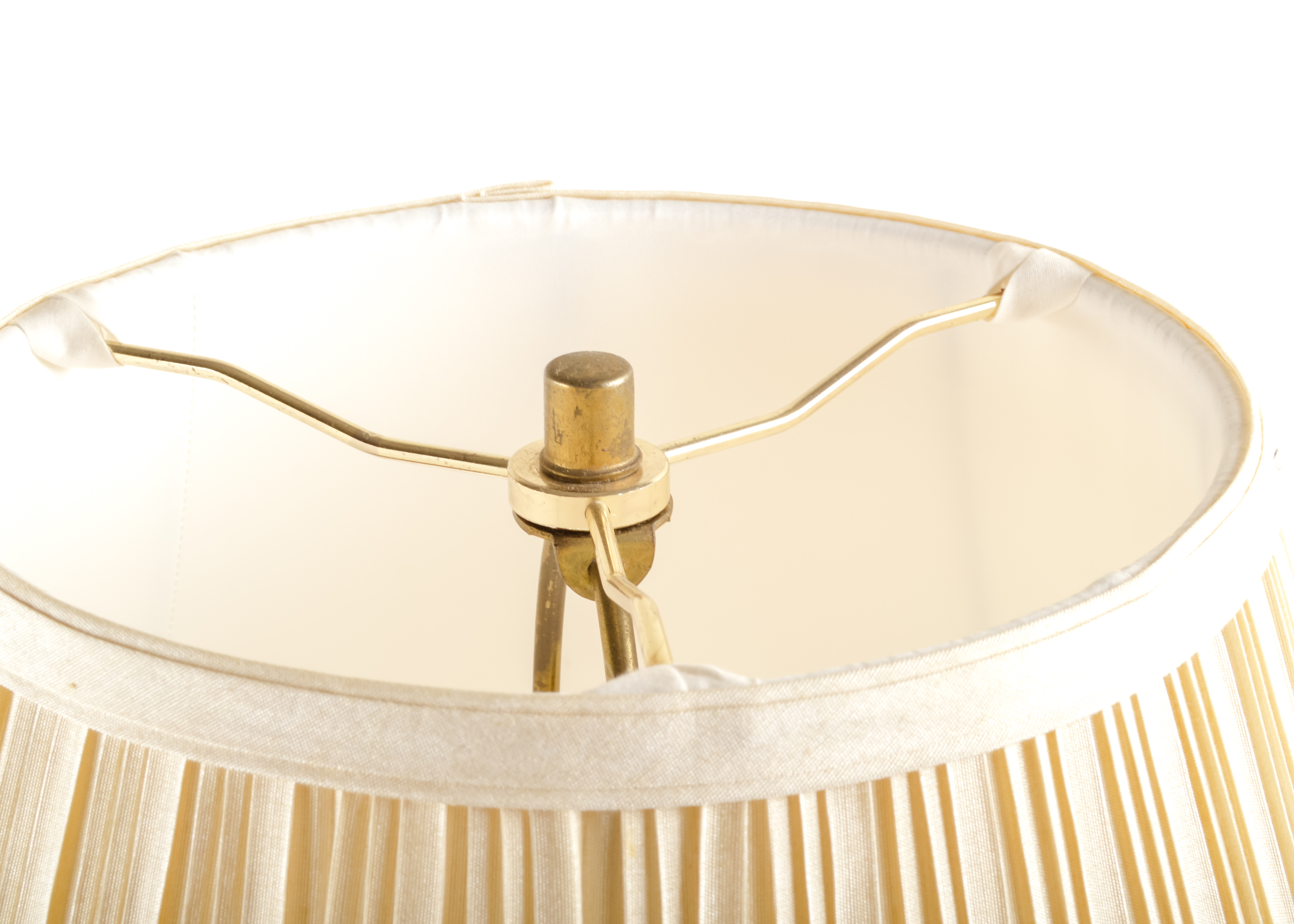 Pair of Gold Tone Accent Lamps with Woven Cotton Doilies