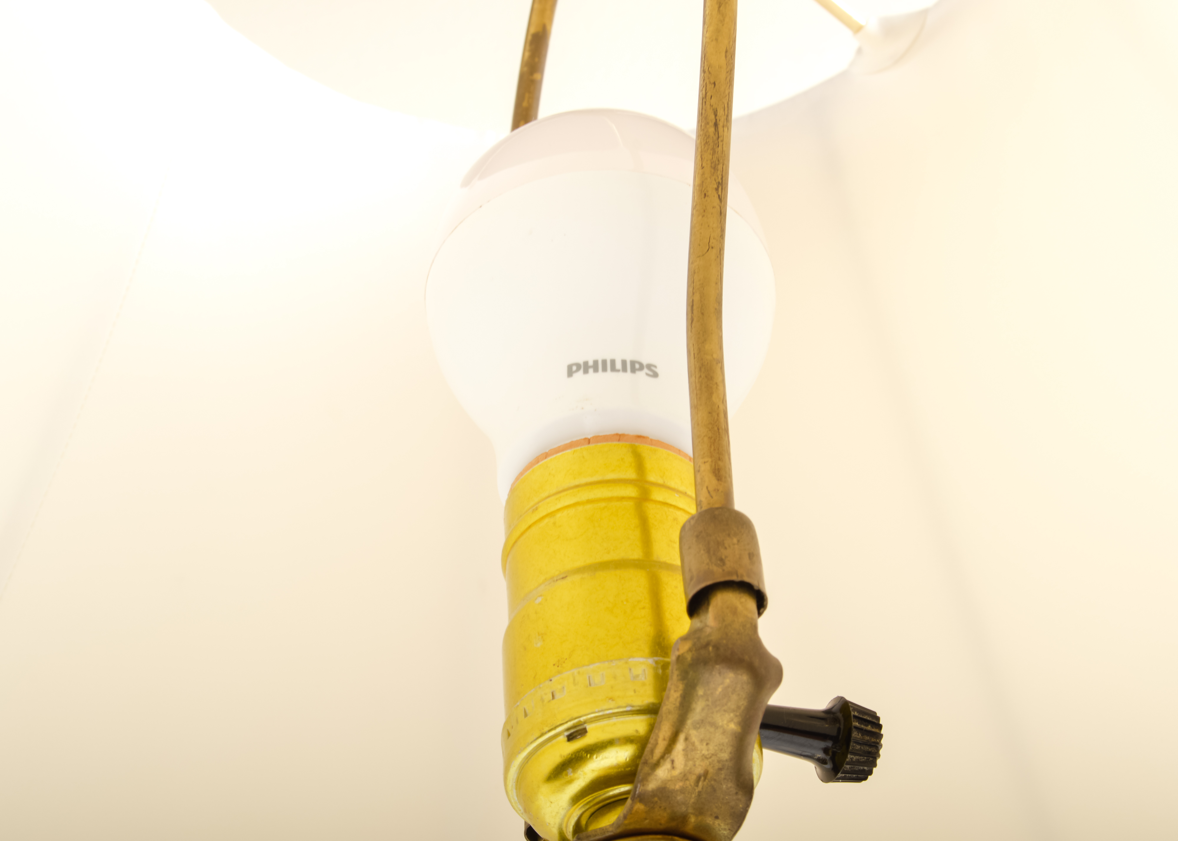 Pair of Gold Tone Accent Lamps with Woven Cotton Doilies