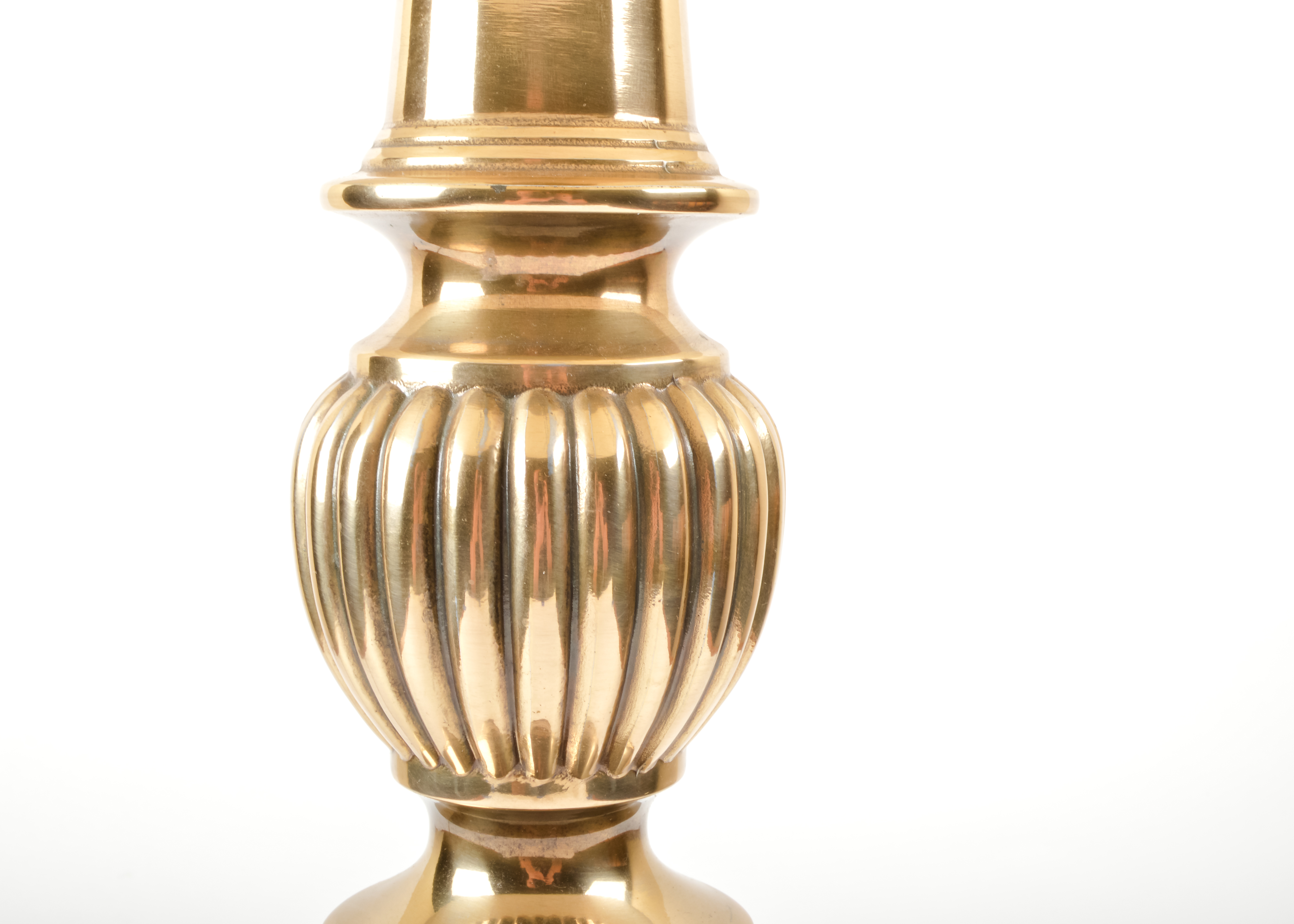 Pair of Gold Tone Accent Lamps with Woven Cotton Doilies