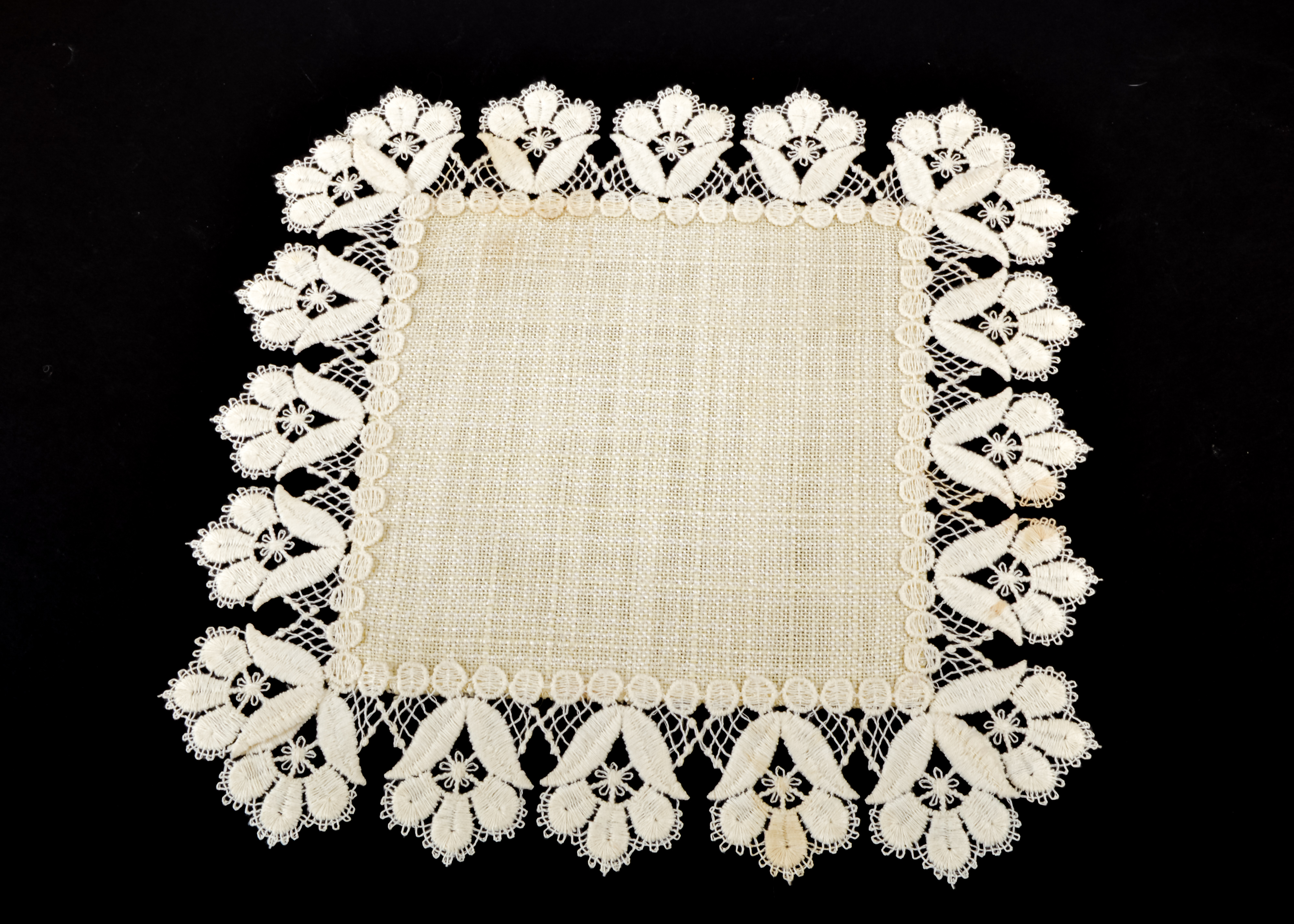 Pair of Gold Tone Accent Lamps with Woven Cotton Doilies