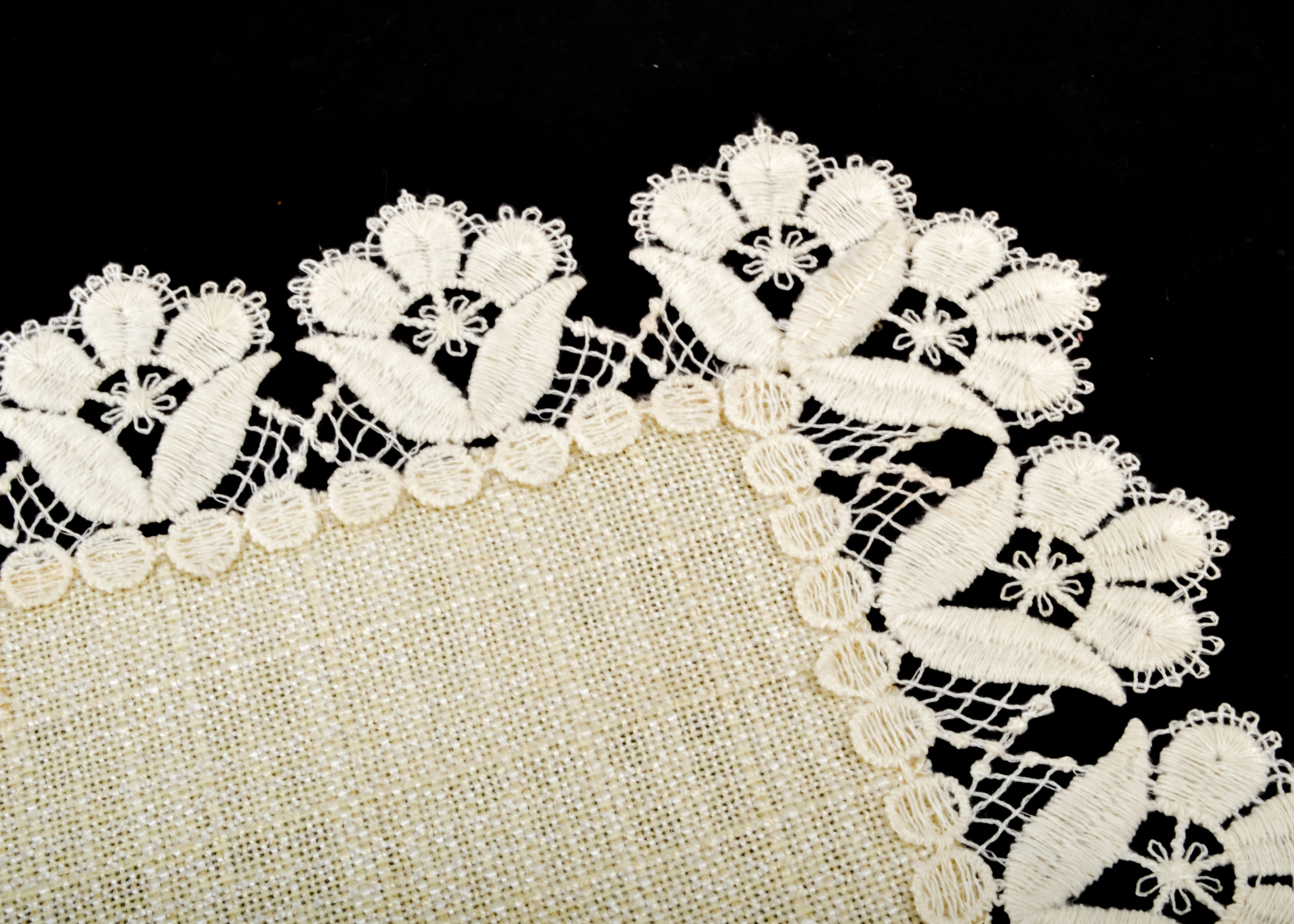 Pair of Gold Tone Accent Lamps with Woven Cotton Doilies