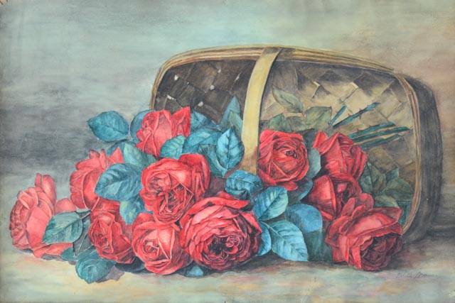 Edith Evans Watercolor of Roses Still Life