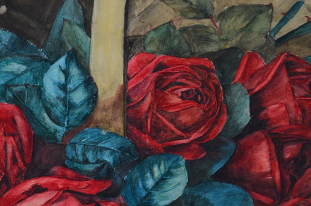 Edith Evans Watercolor of Roses Still Life