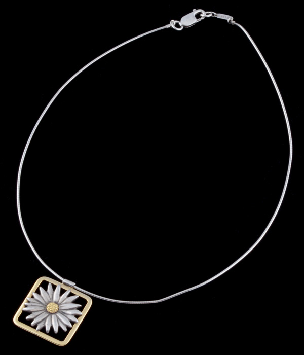 Tiffany & Co. Sterling and 18K Yellow Gold Daisy Pendant Necklace
