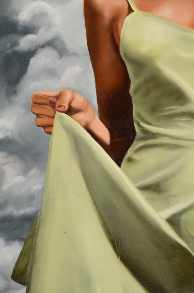 Tom Lohre Oil Painting of Woman with Falcon