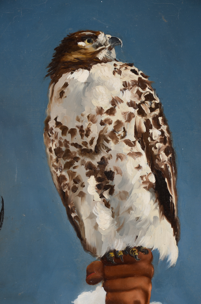 Tom Lohre Oil Painting of Woman with Falcon