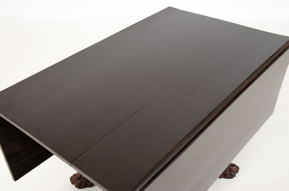 Drop-Leaf Table with Paw Feet.