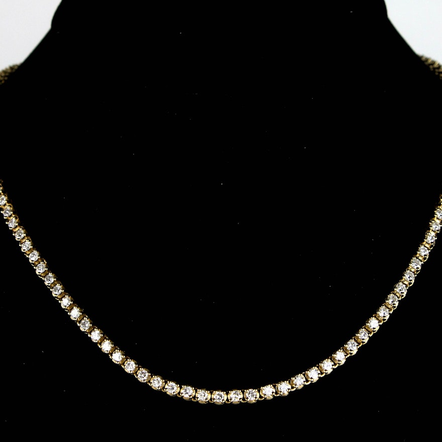 5.50 CTW 14K Yellow Gold Tennis Style Link Necklace