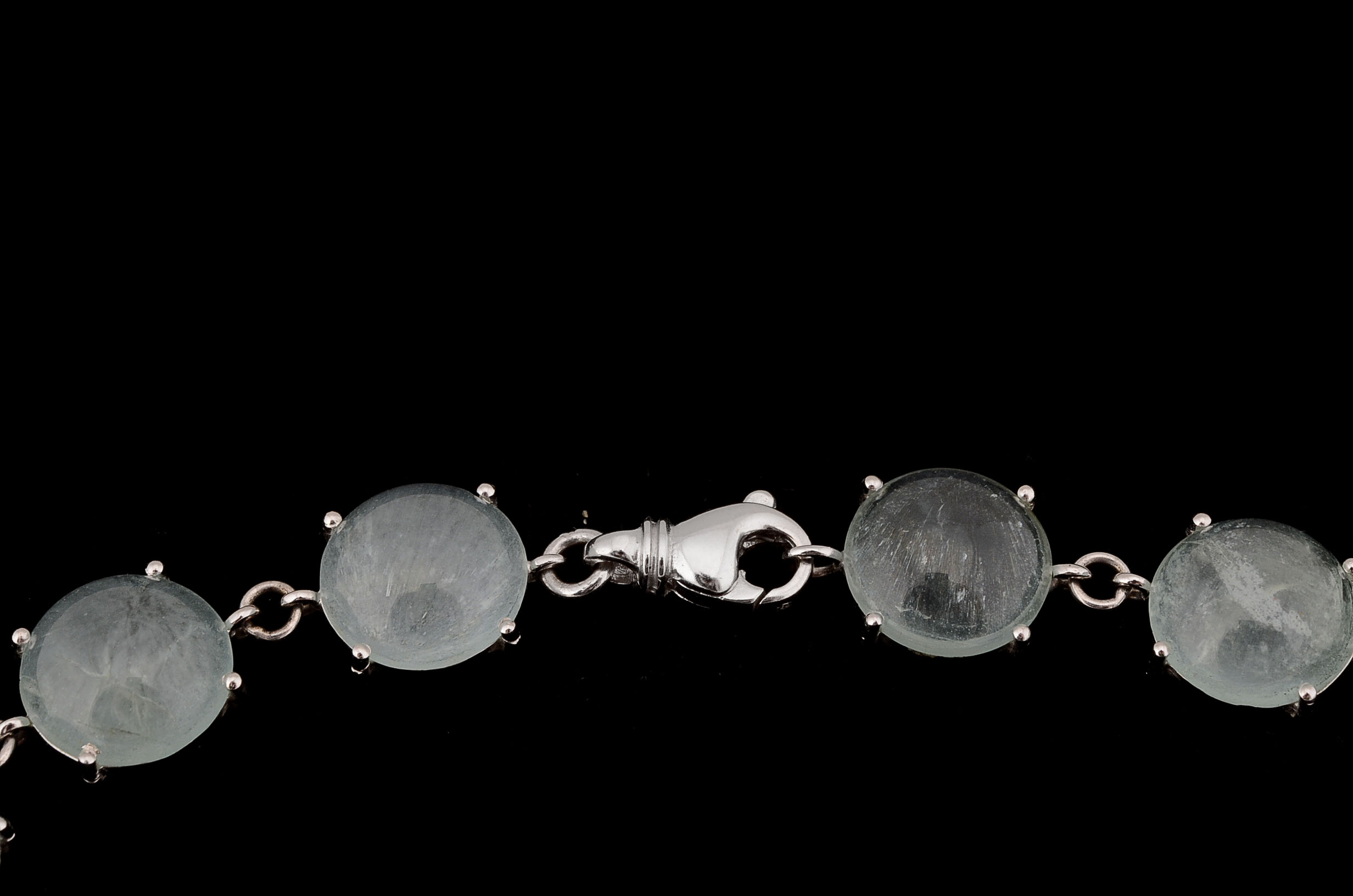 Custom Made 18K White Gold Aquamarine, and Blue Sapphire Necklace