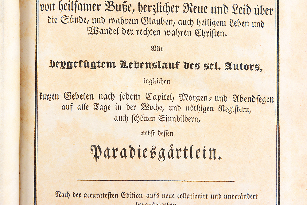 1838 Johann Ardnt's 'Sechs Bücher Vom Wahren Christentum'