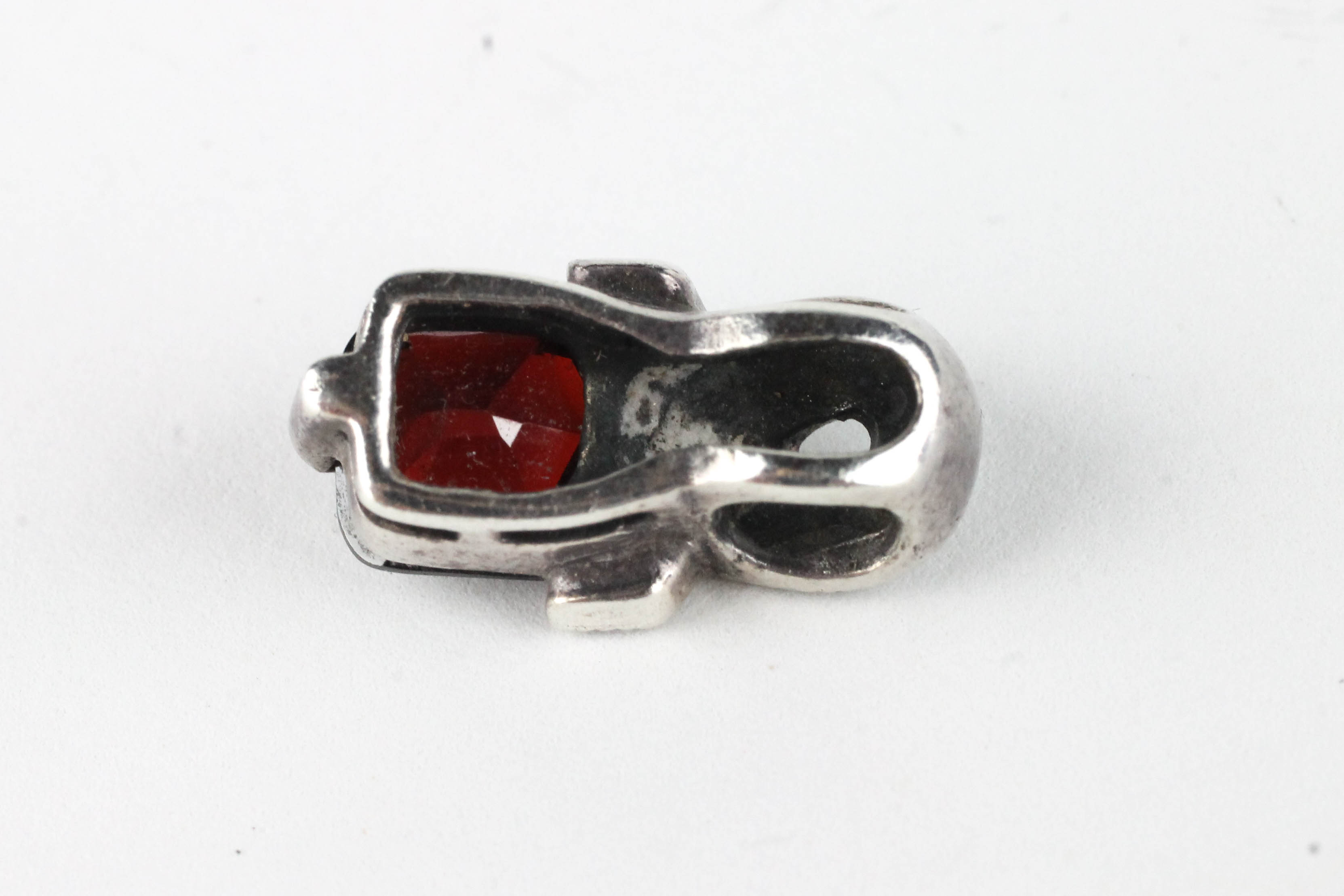 Sterling Silver Garnet and Marcasite Earrings and Pendant