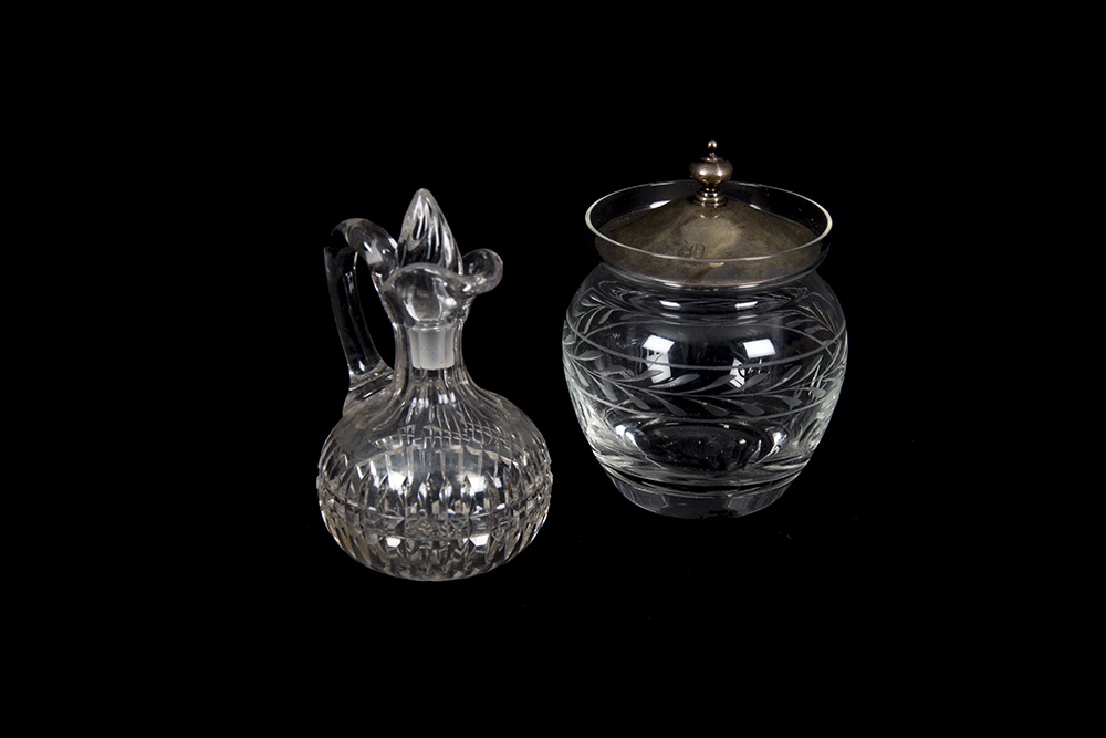 Group of Cut Glass and Sterling Serving Pieces