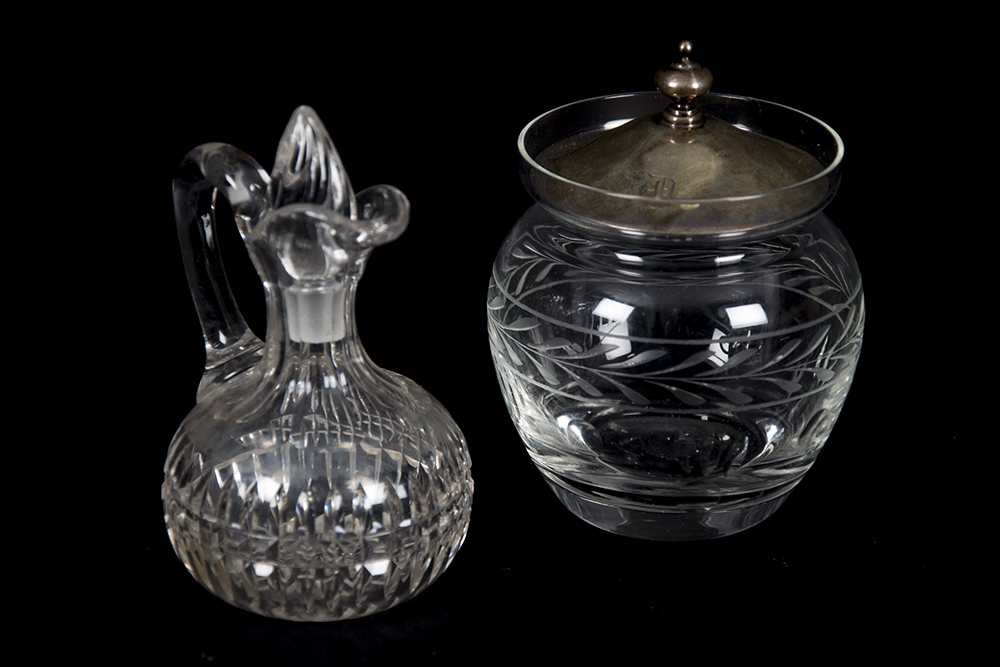 Group of Cut Glass and Sterling Serving Pieces