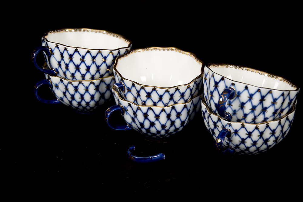 Russian Cobalt Tea Set Reproduction