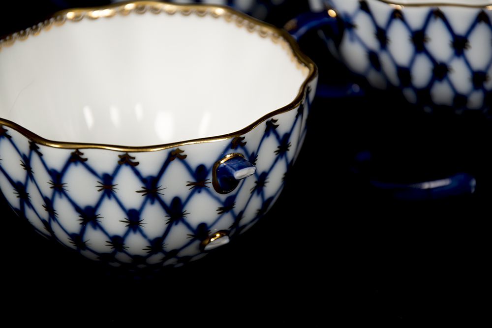 Russian Cobalt Tea Set Reproduction