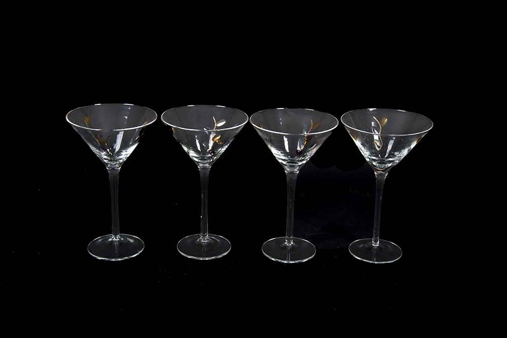 Set of Etched Martini Glasses