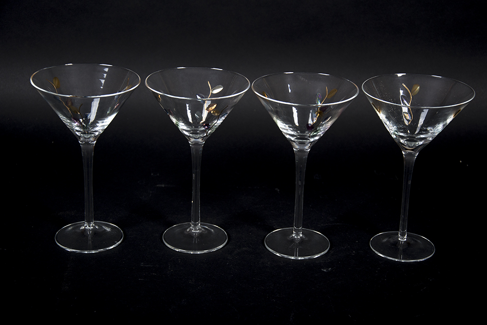 Set of Etched Martini Glasses