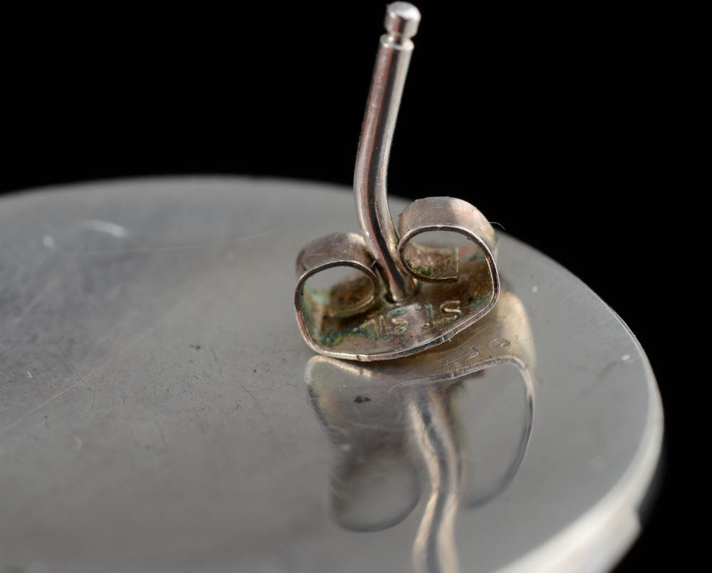 CS Lonjose Signed Zuni Inlaid Earrings