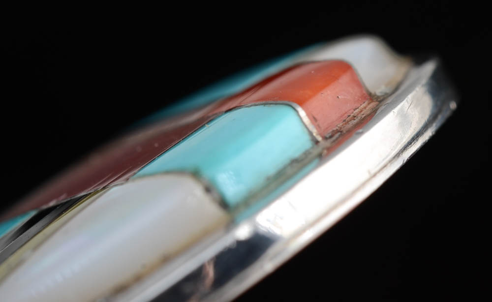 CS Lonjose Signed Zuni Inlaid Earrings