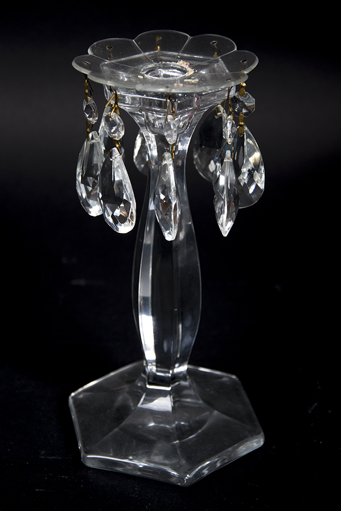 Set of Molded Crystal Candlesticks with Bobeches