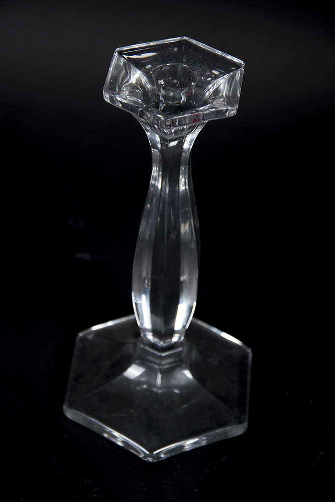 Set of Molded Crystal Candlesticks with Bobeches