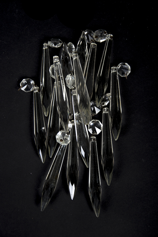 Set of Molded Crystal Candlesticks with Bobeches