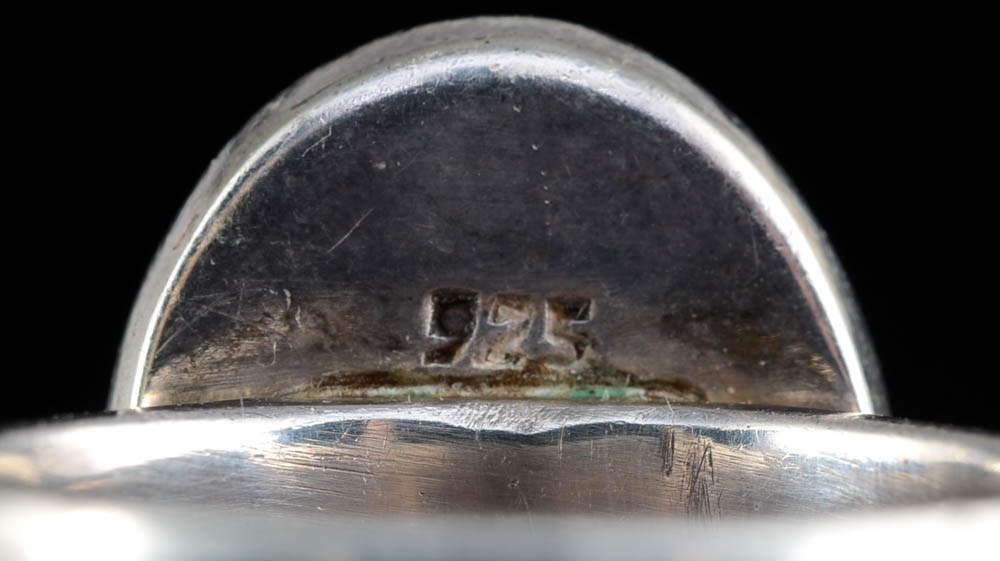 Handmade J. Lee Signed Sterling Silver Porcelain Shard Ring