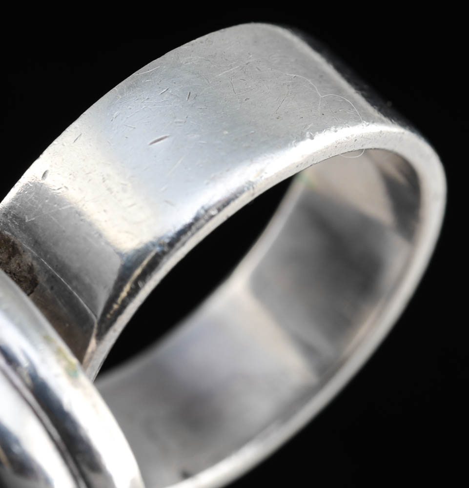 Handmade J. Lee Signed Sterling Silver Porcelain Shard Ring