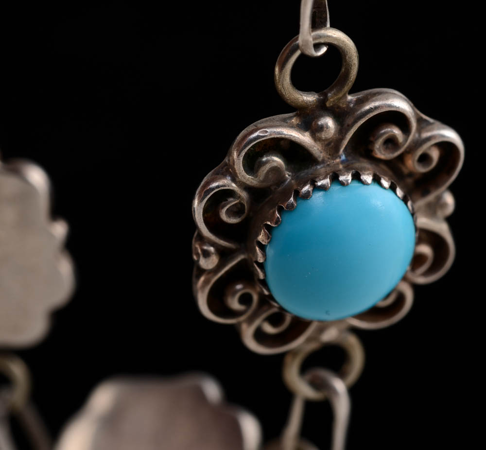 Signed Michael Rogers Sterling Reconstructed Turquoise Bracelet