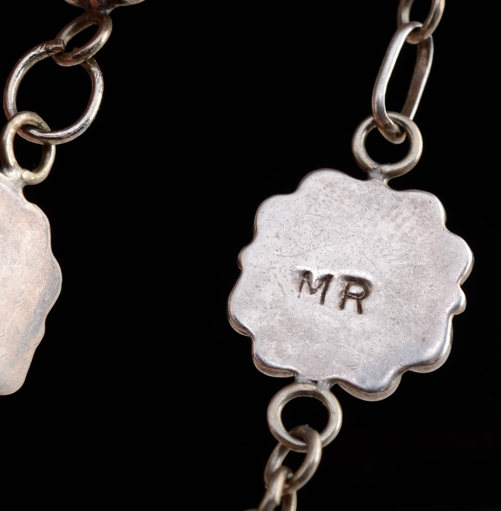 Signed Michael Rogers Sterling Reconstructed Turquoise Bracelet