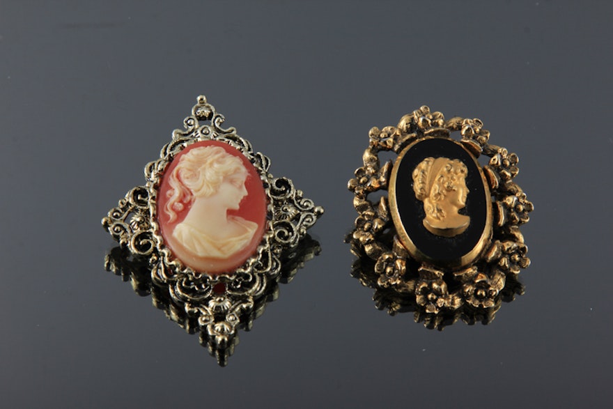 Duo of Cameo Brooches