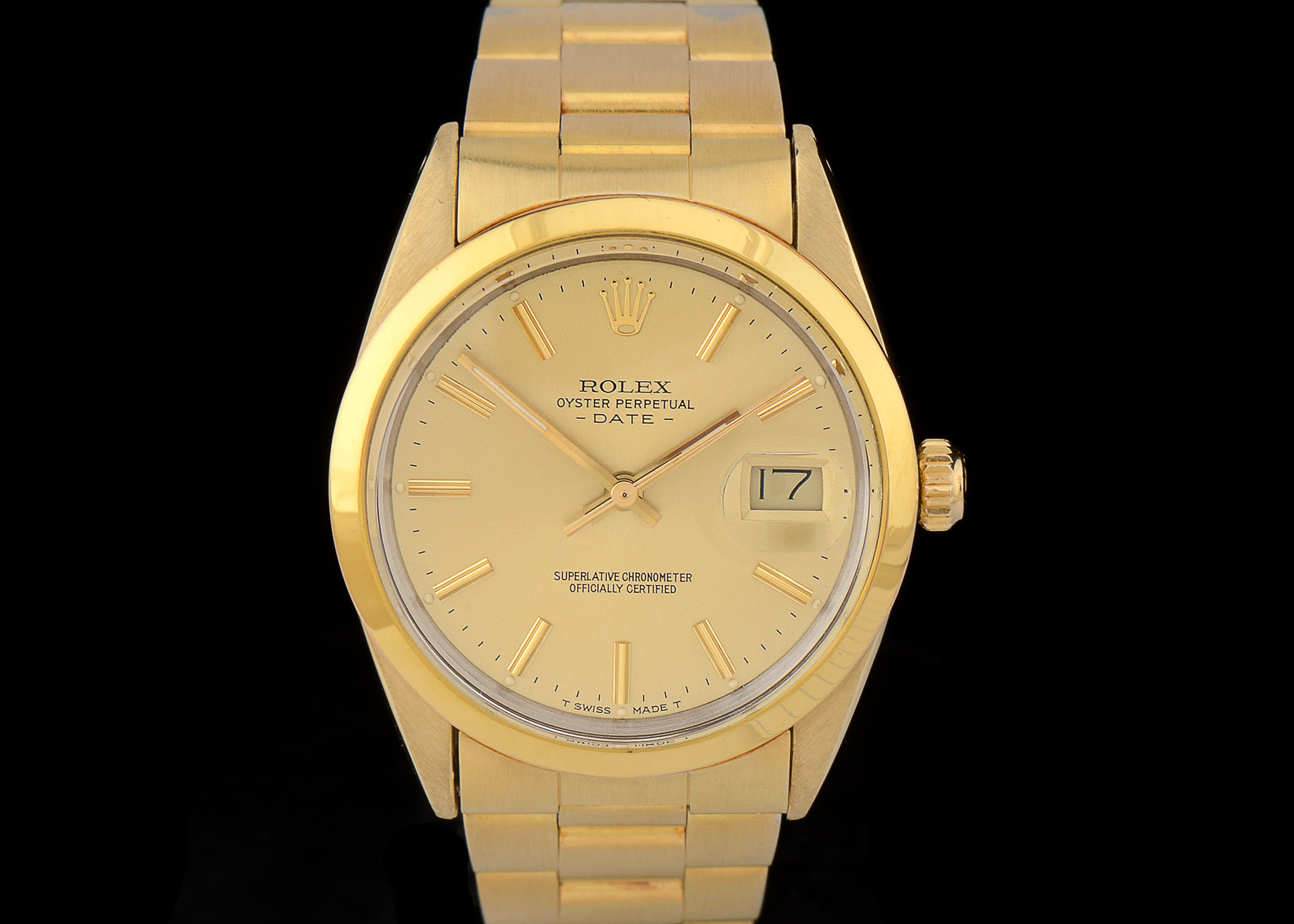 Rolex Date Gold Shell/Plated Steel 15505 Champagne Index Auto