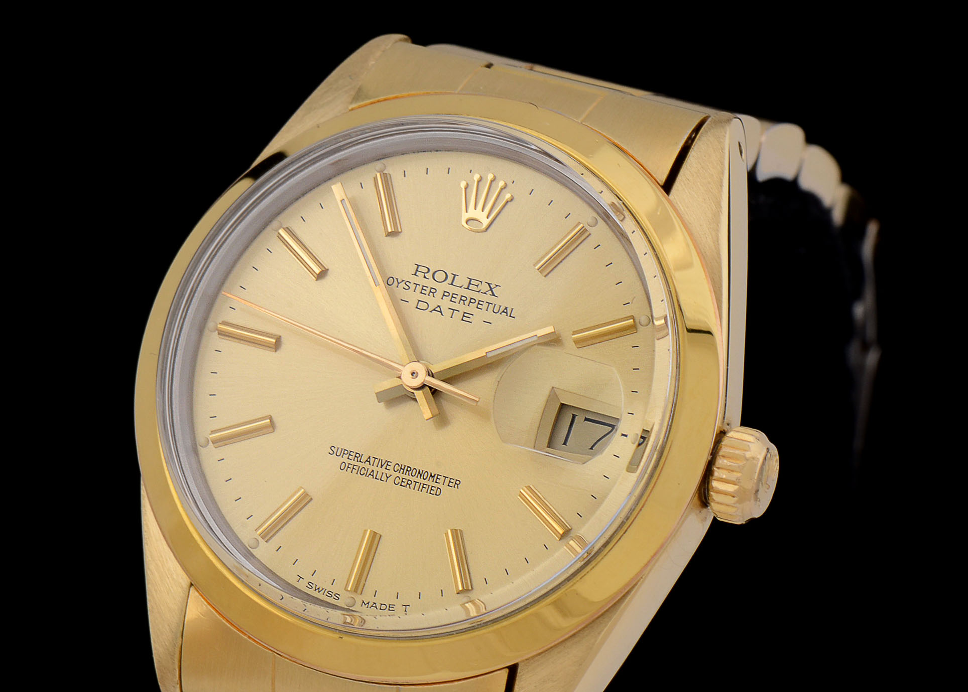 Rolex Date Gold Shell/Plated Steel 15505 Champagne Index Auto