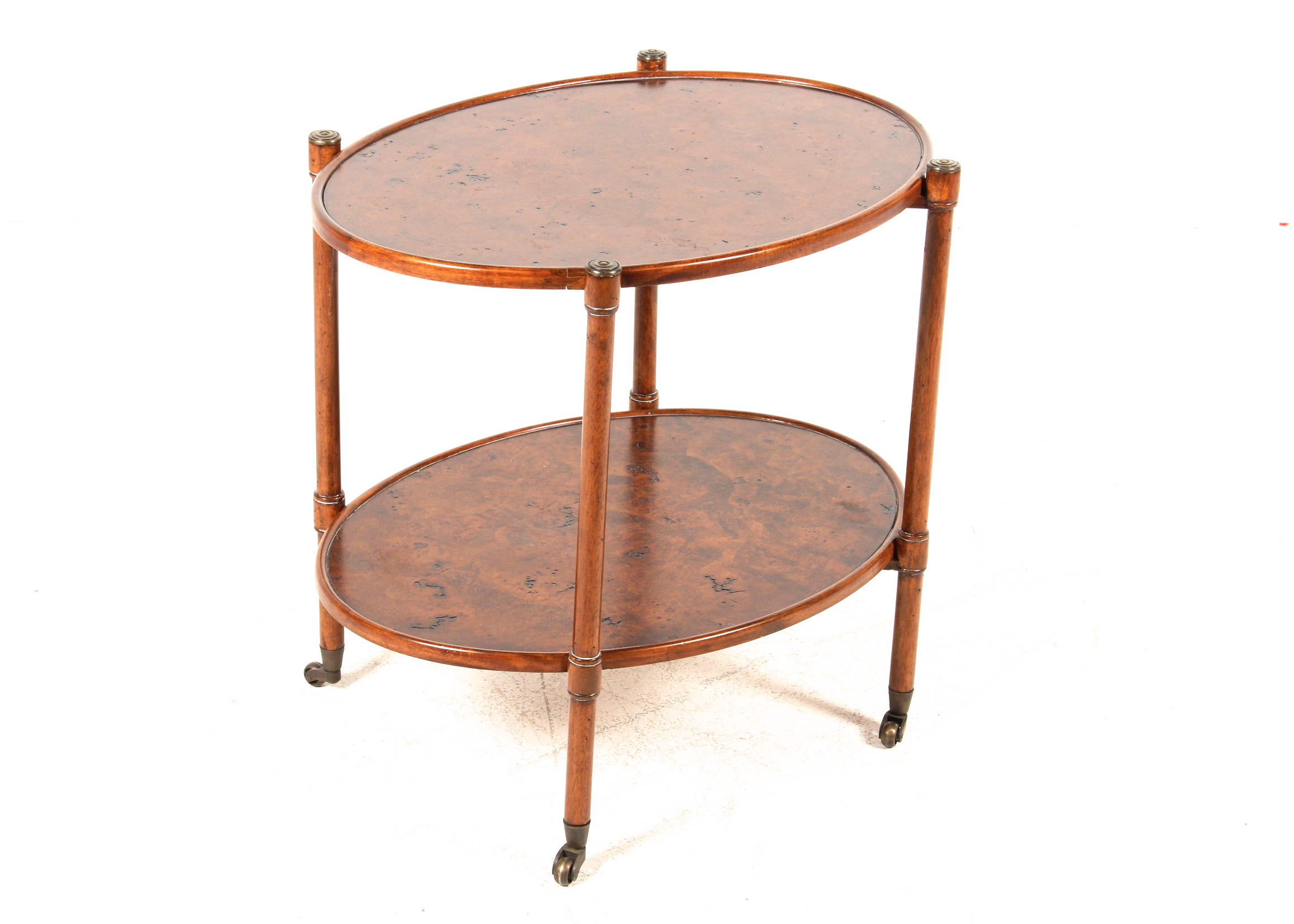 Oval Burl Wood Veneer Side Table