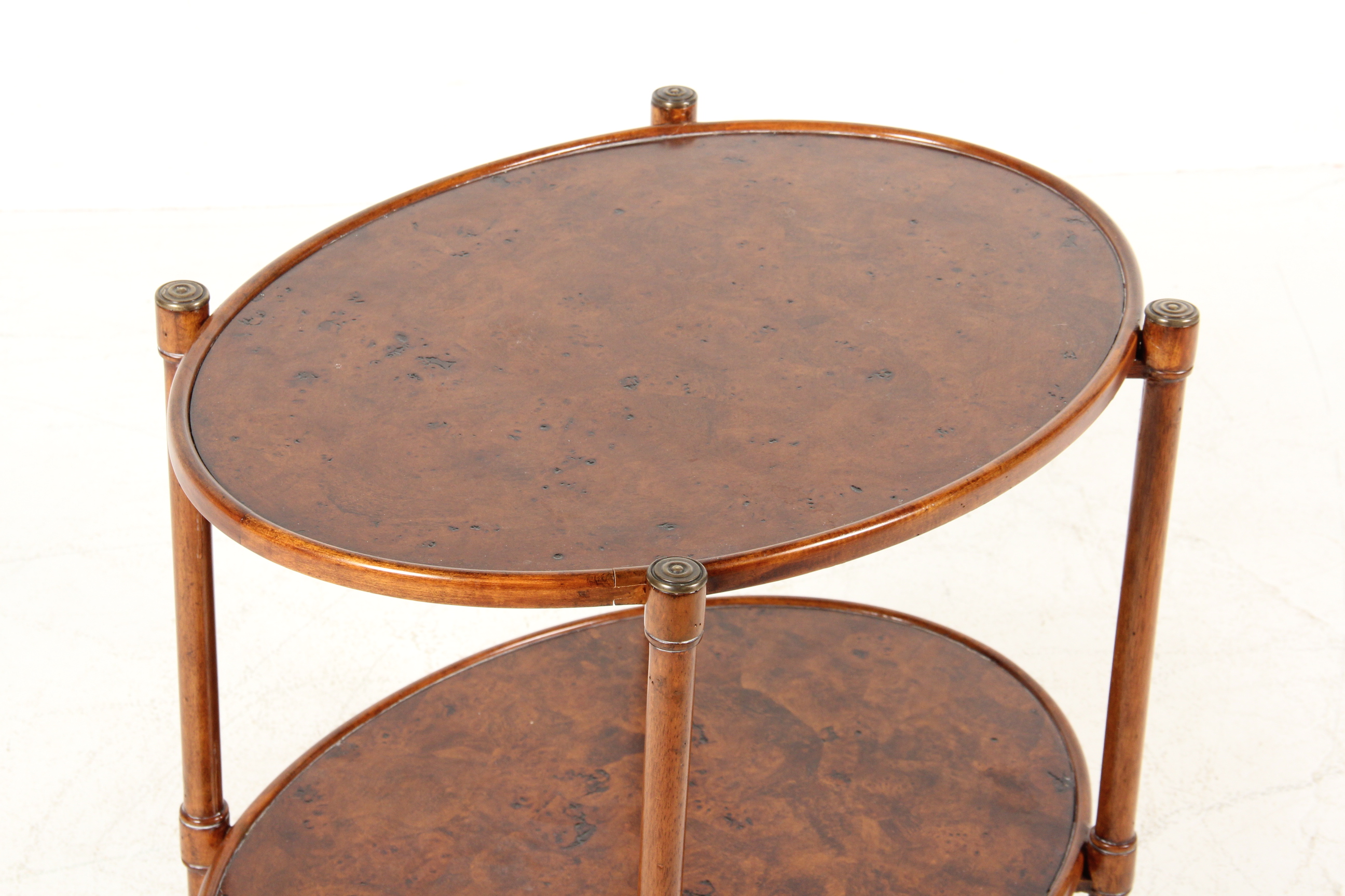 Oval Burl Wood Veneer Side Table