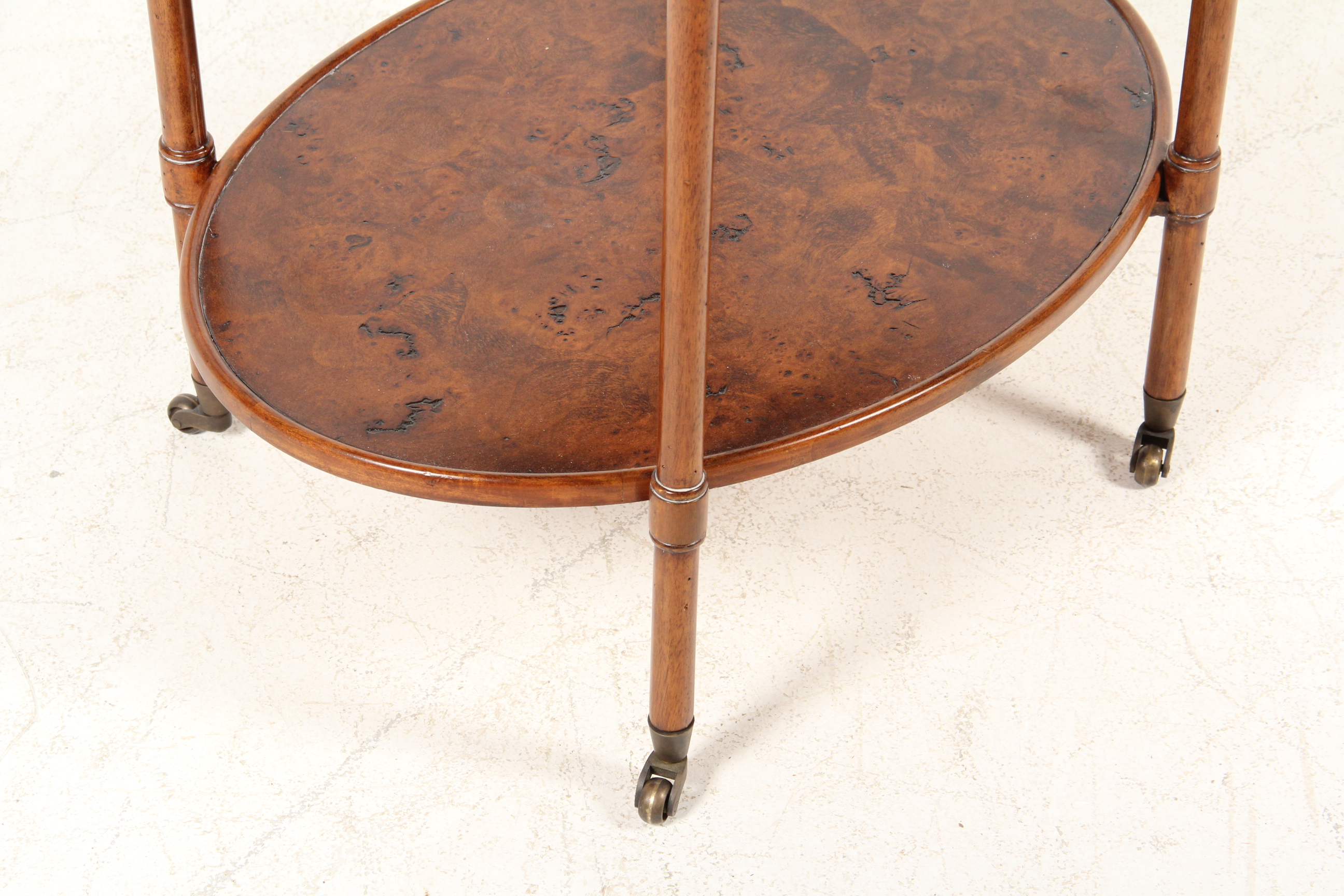 Oval Burl Wood Veneer Side Table