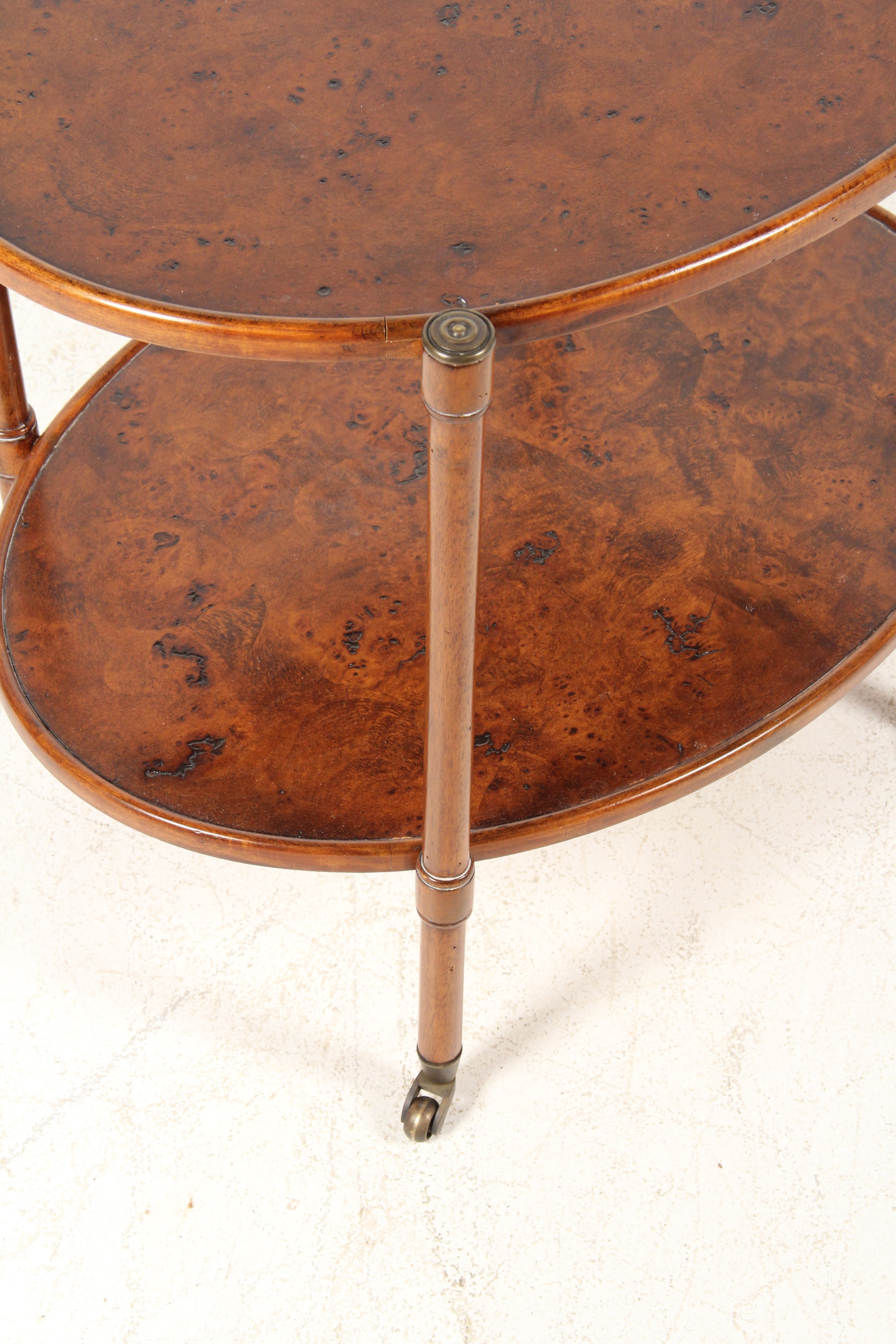 Oval Burl Wood Veneer Side Table