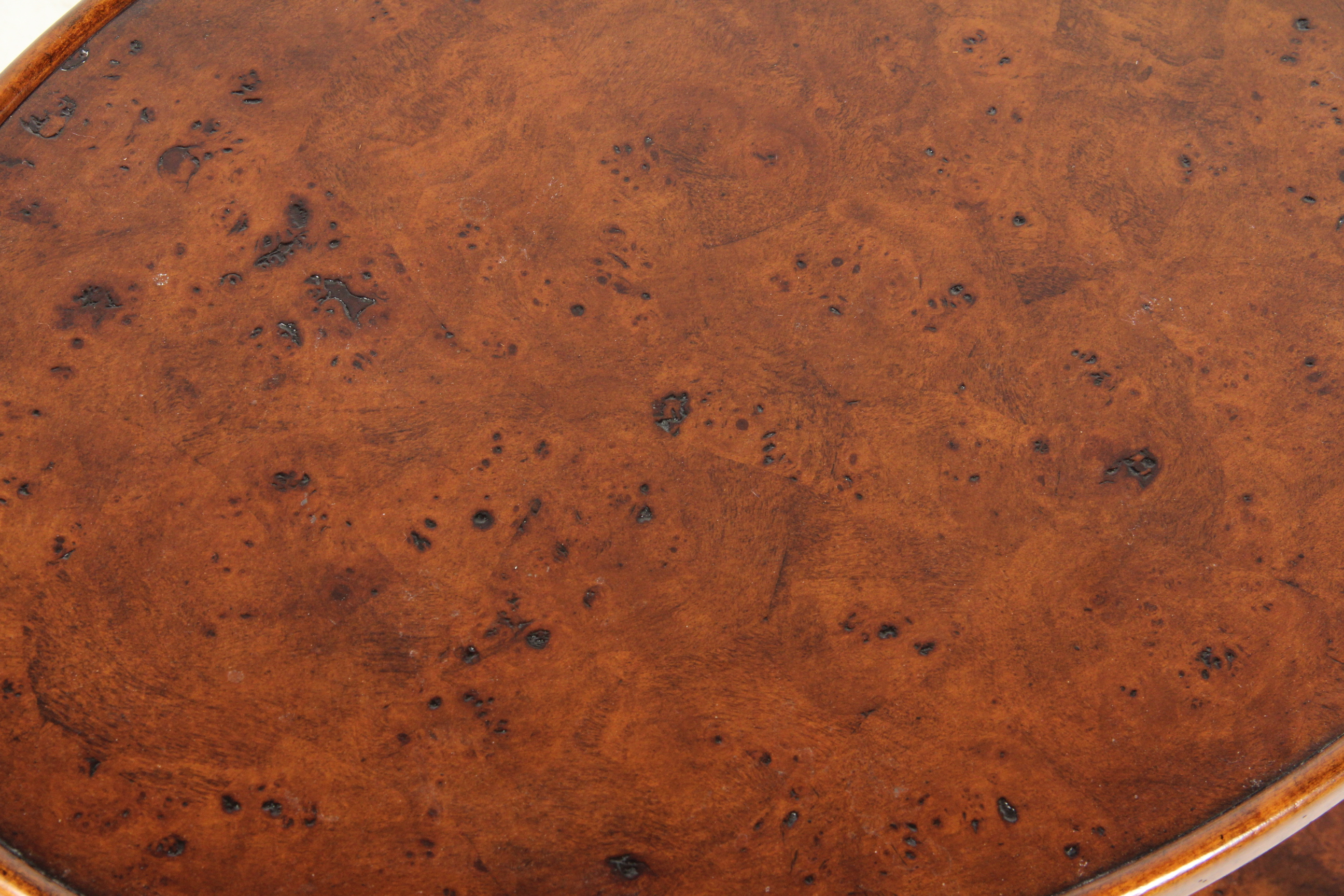 Oval Burl Wood Veneer Side Table