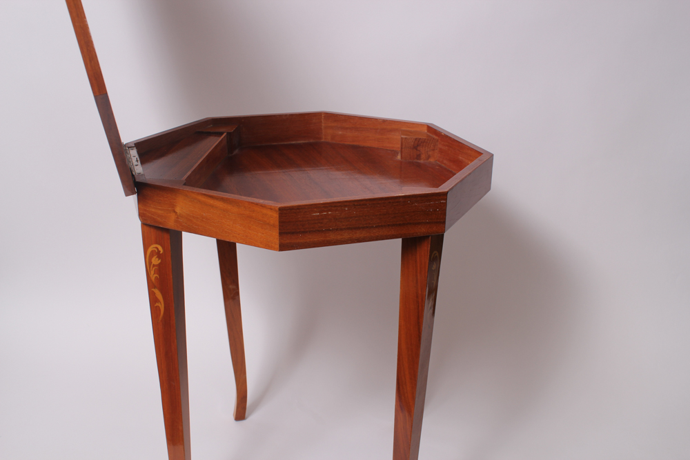 Vintage Octagon Inlaid Italian Music Box Table