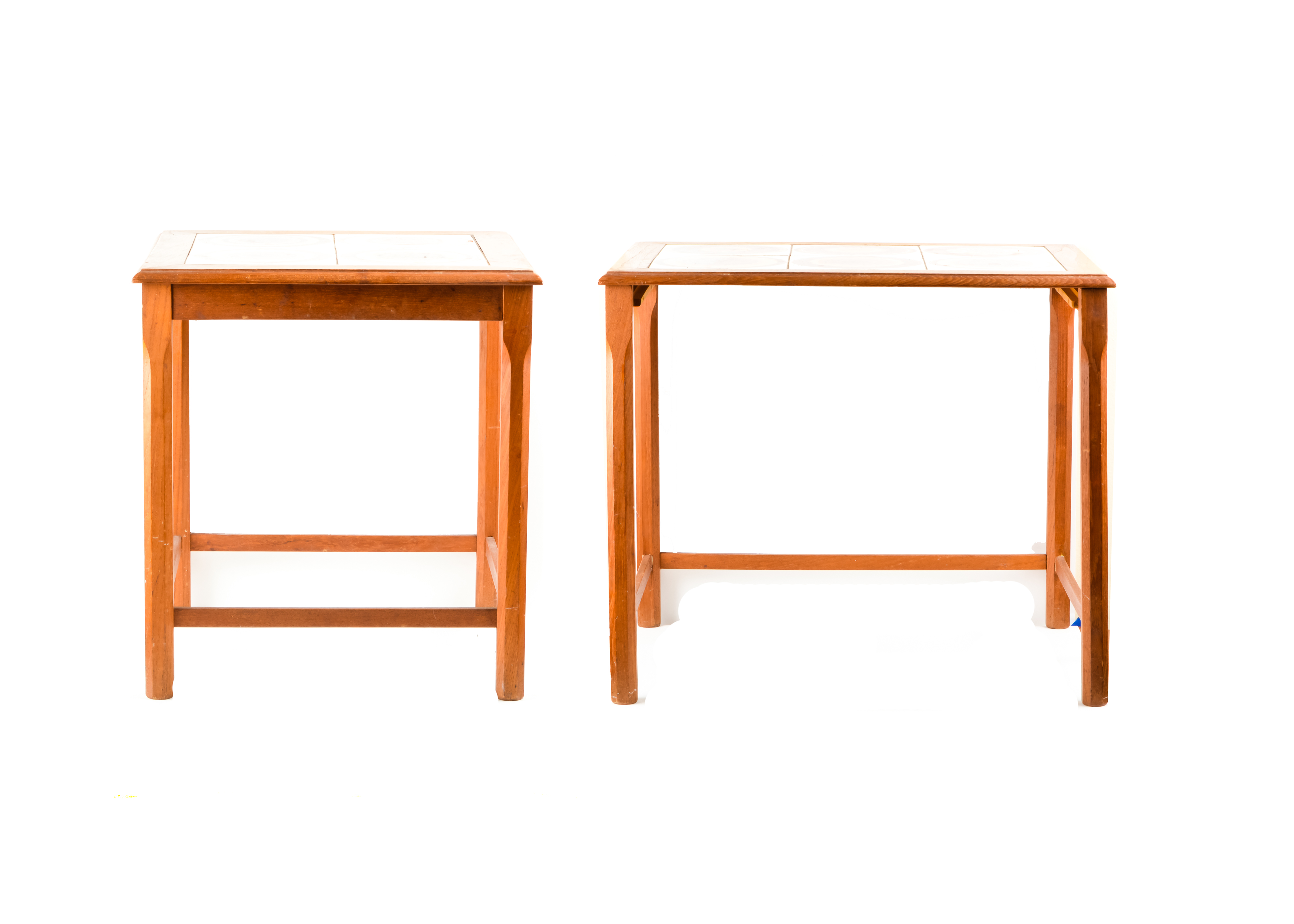 Pair of Wood and Tile End Tables
