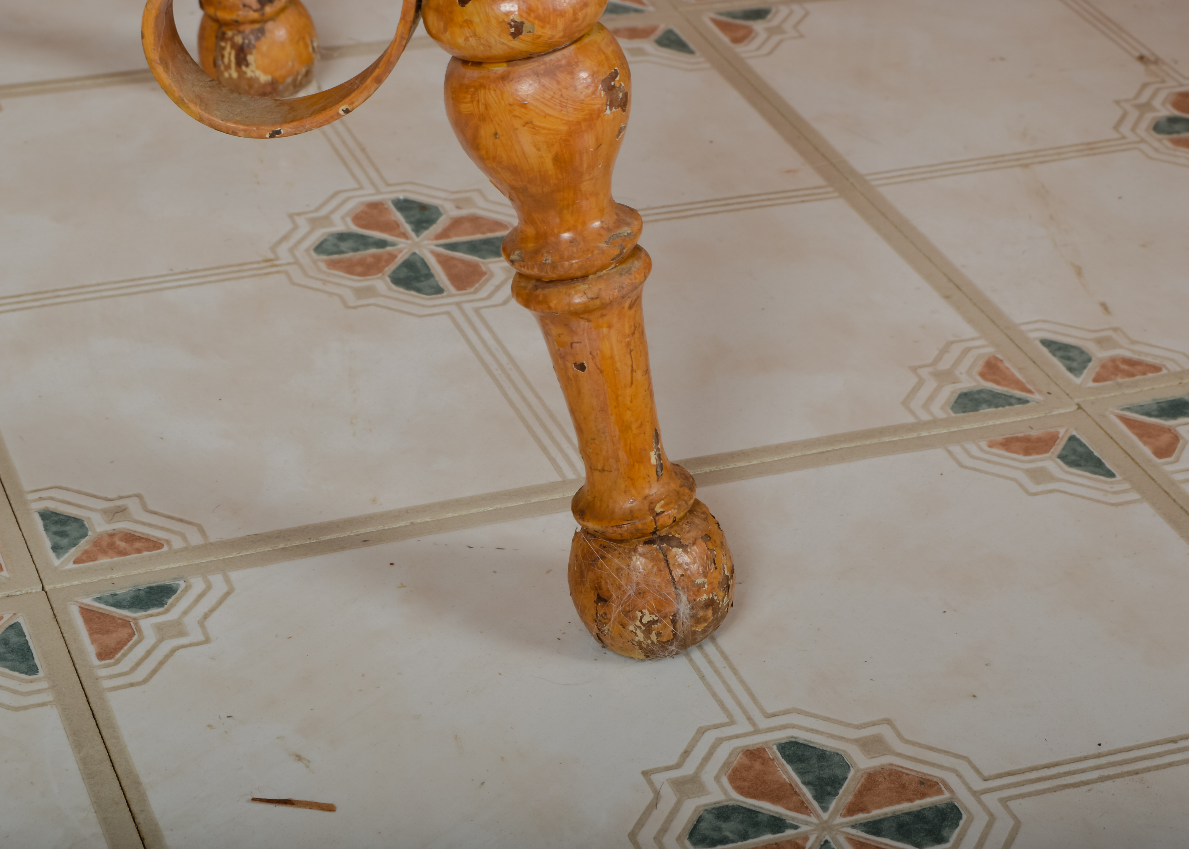 Granite Top and Wood Base End Table