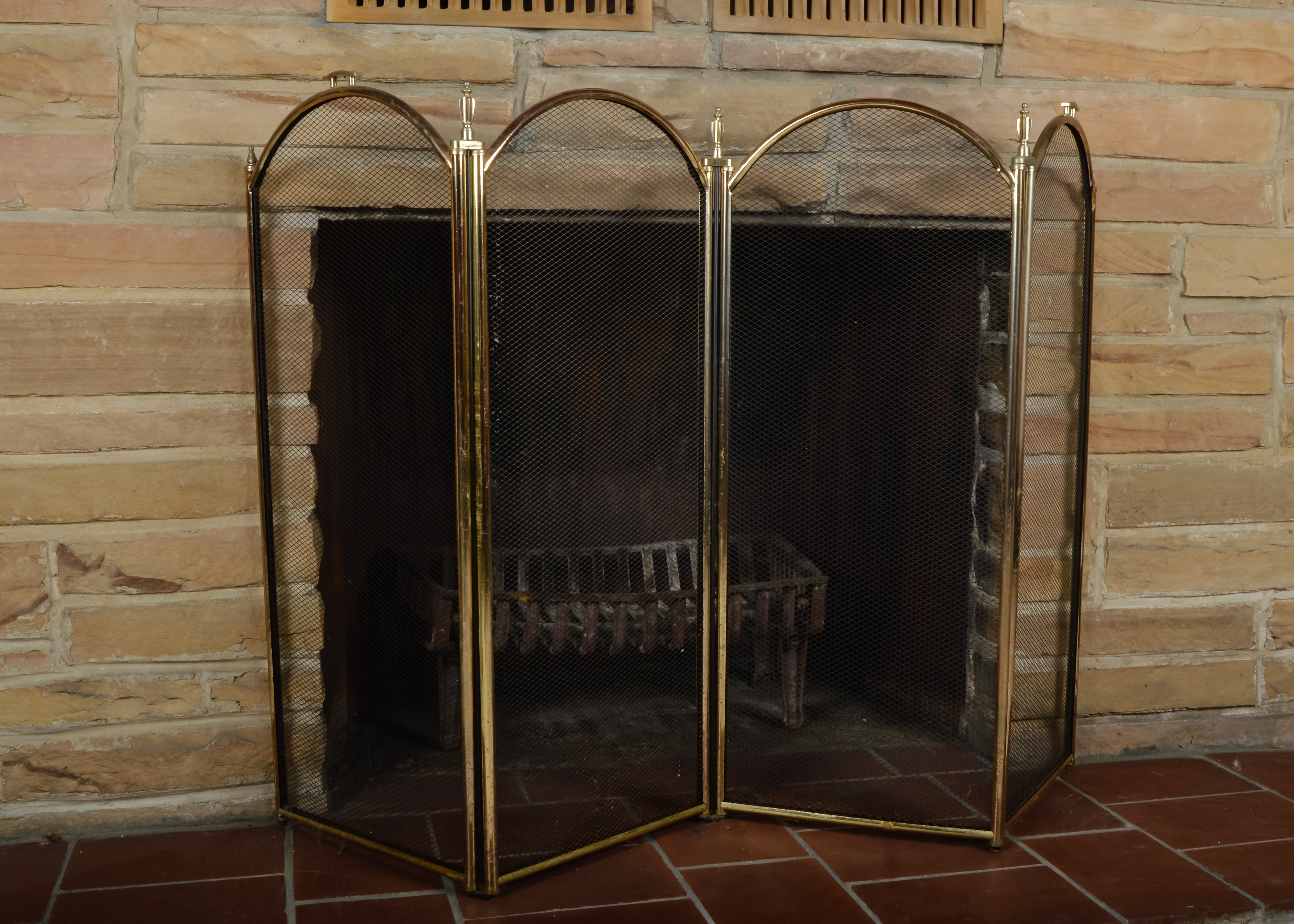 Brass Tone Fireplace Set