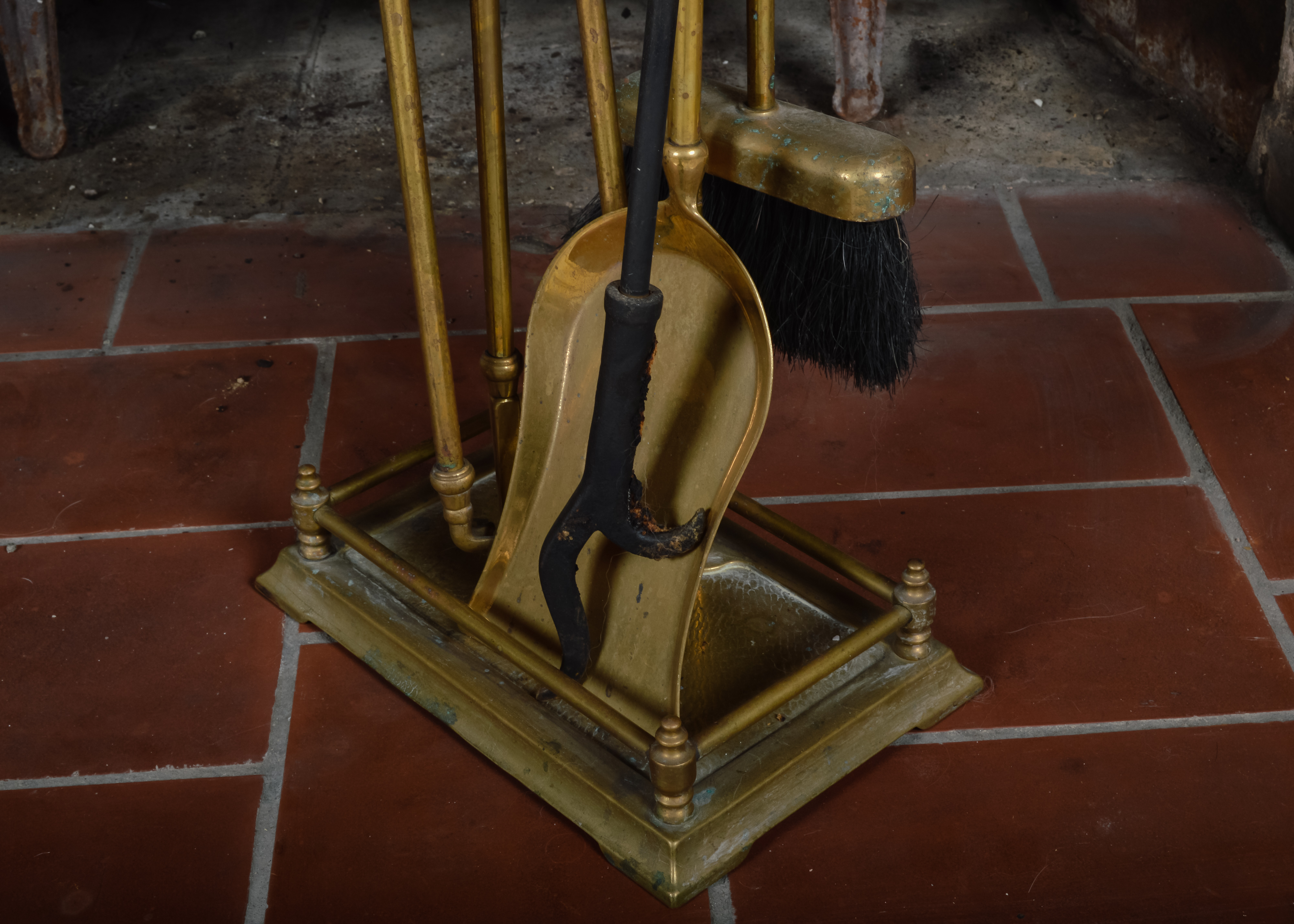 Brass Tone Fireplace Set