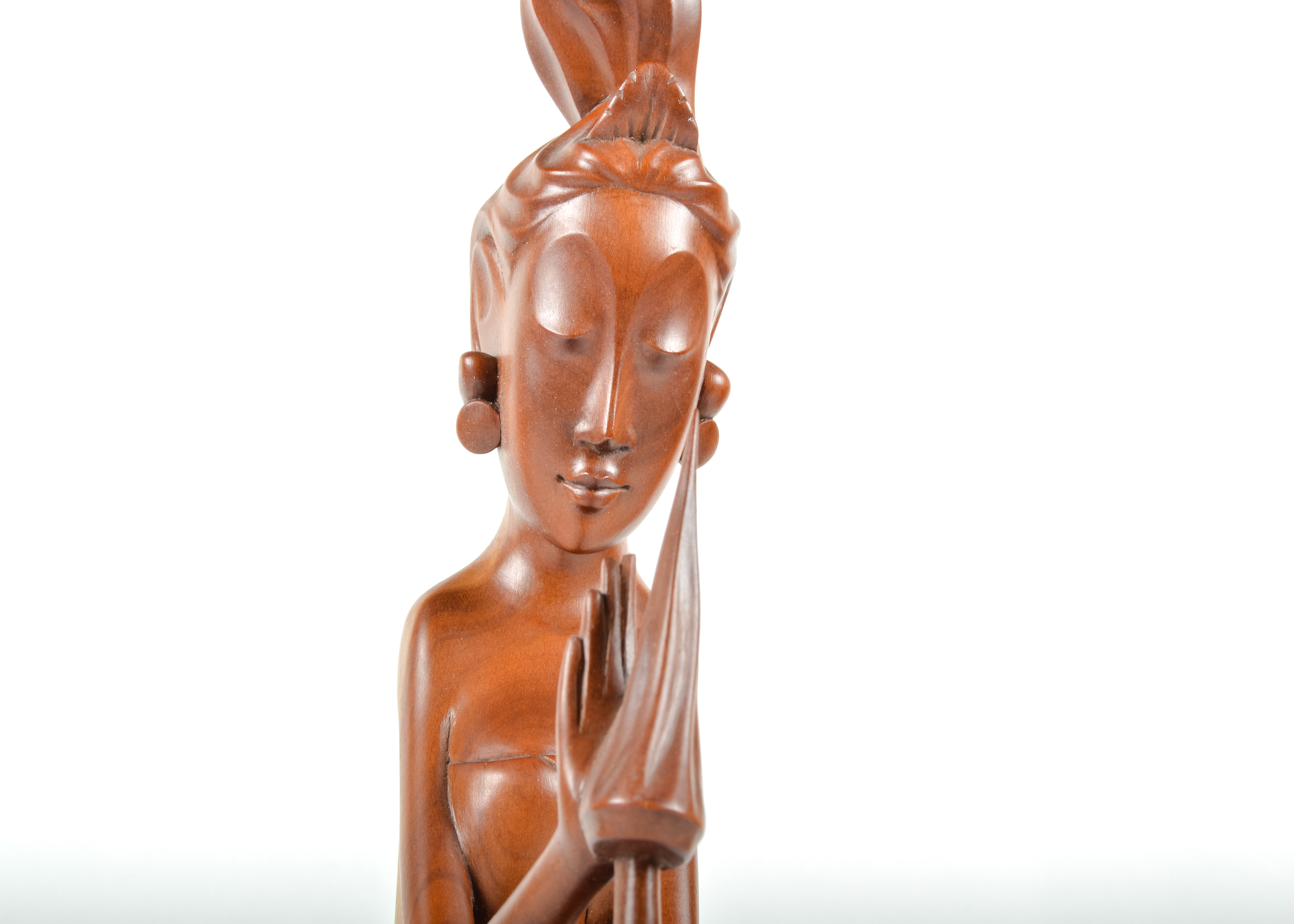 Wooden Sculpture of a Kneeling Woman