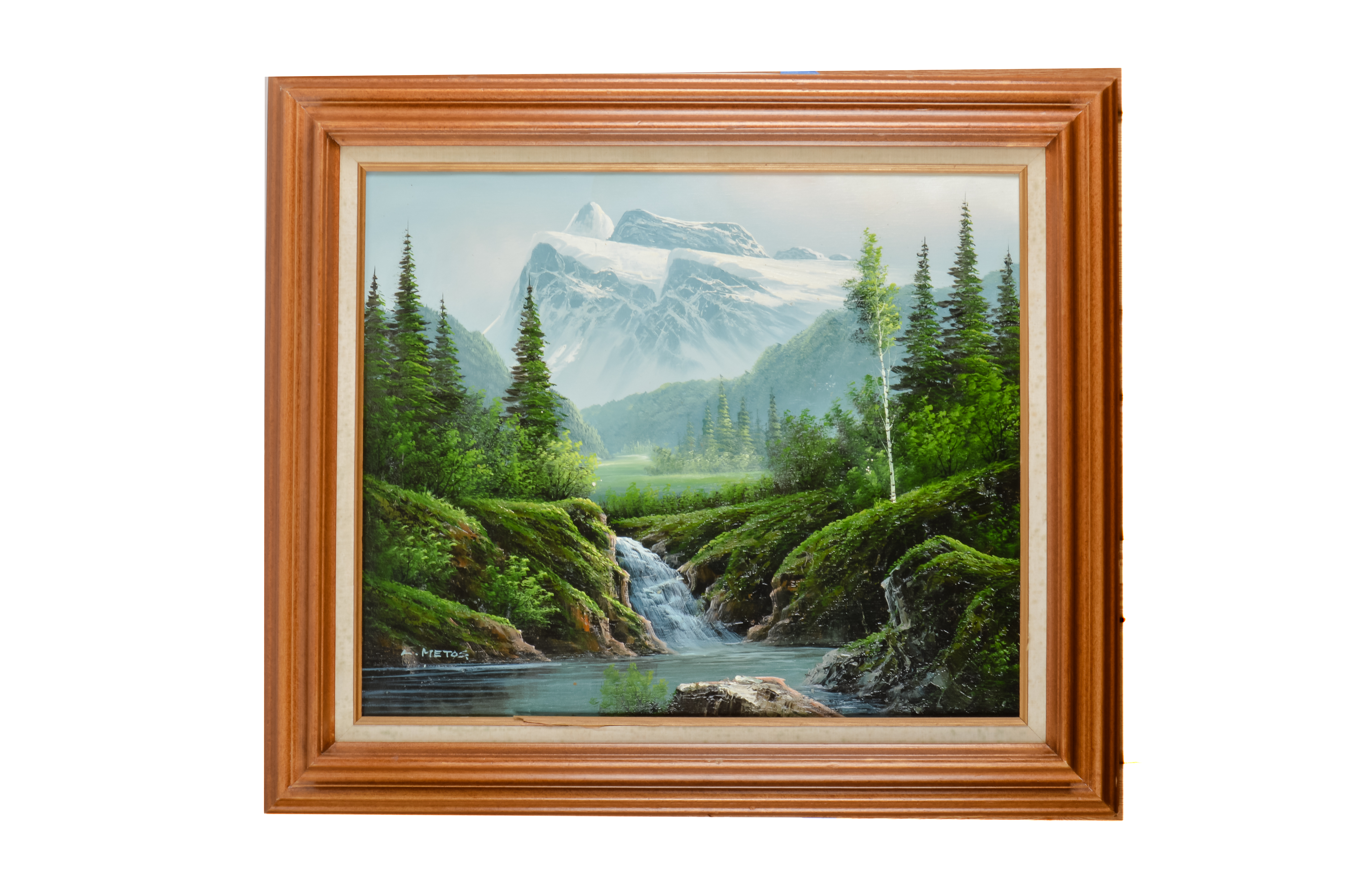 L. Metos Mountain Landscape Oil Painting