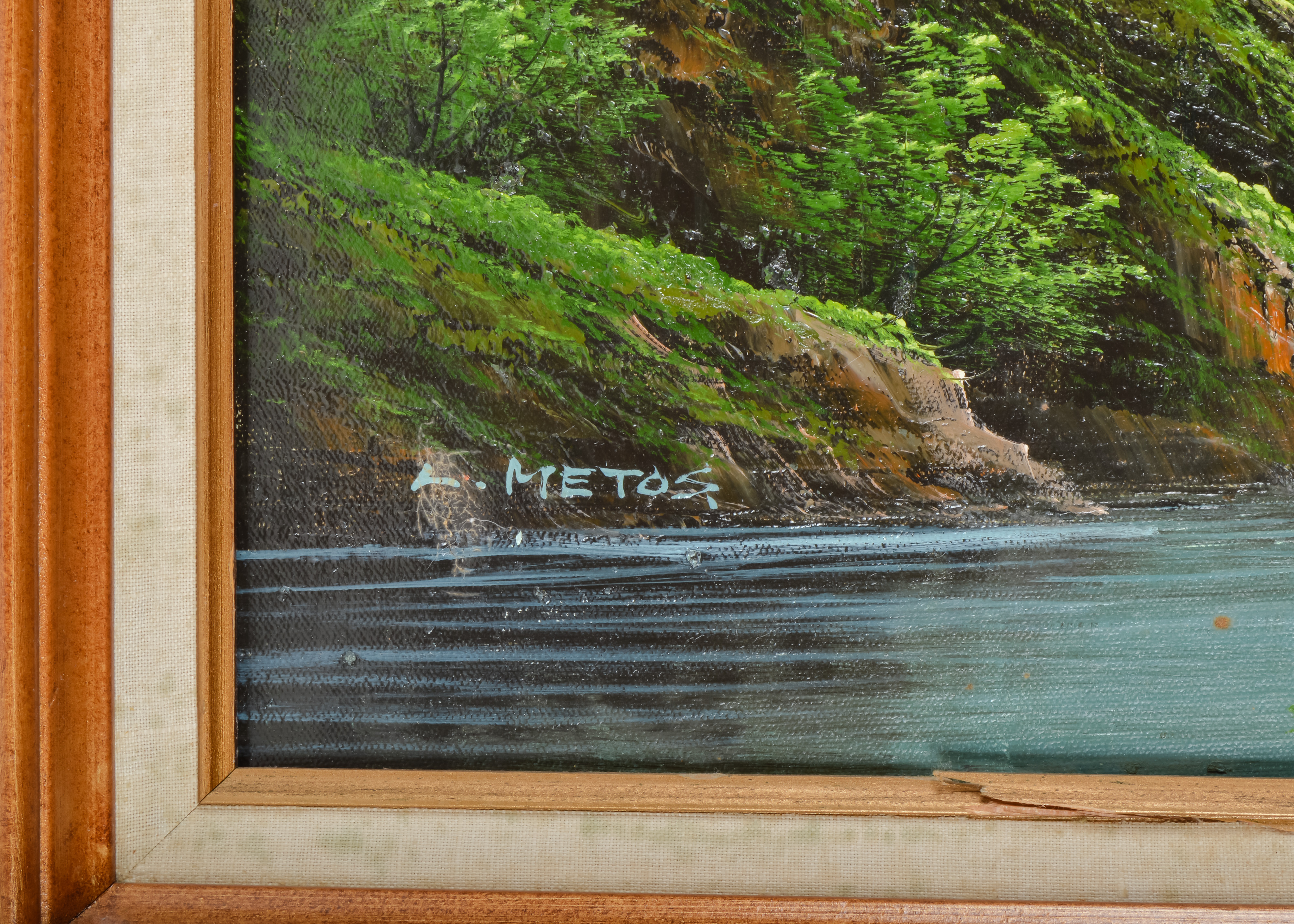 L. Metos Mountain Landscape Oil Painting