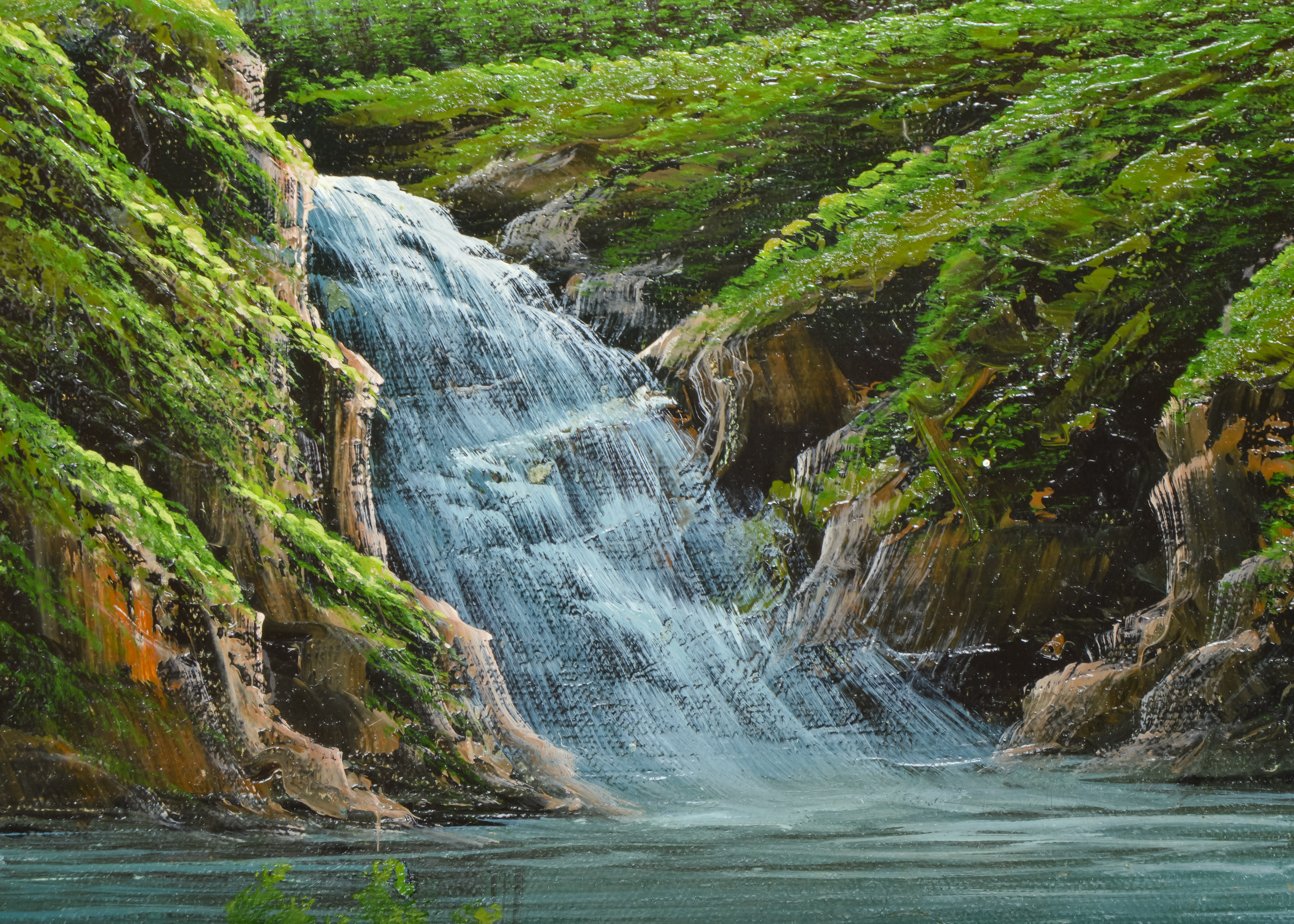 L. Metos Mountain Landscape Oil Painting