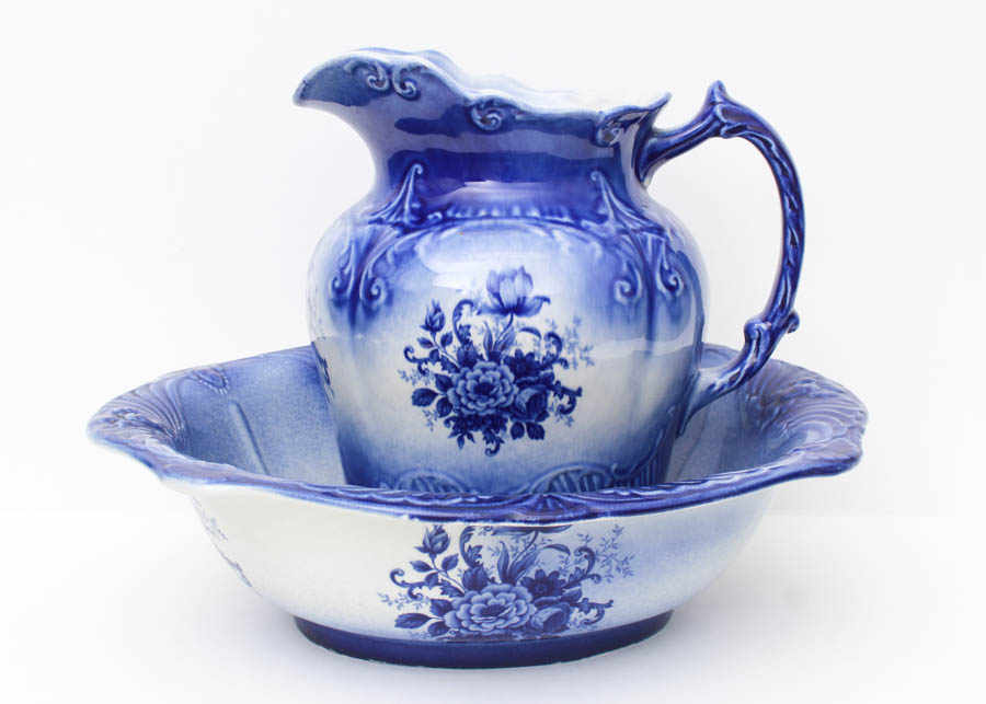 Empress Blue and White Pitcher and Wash Basin